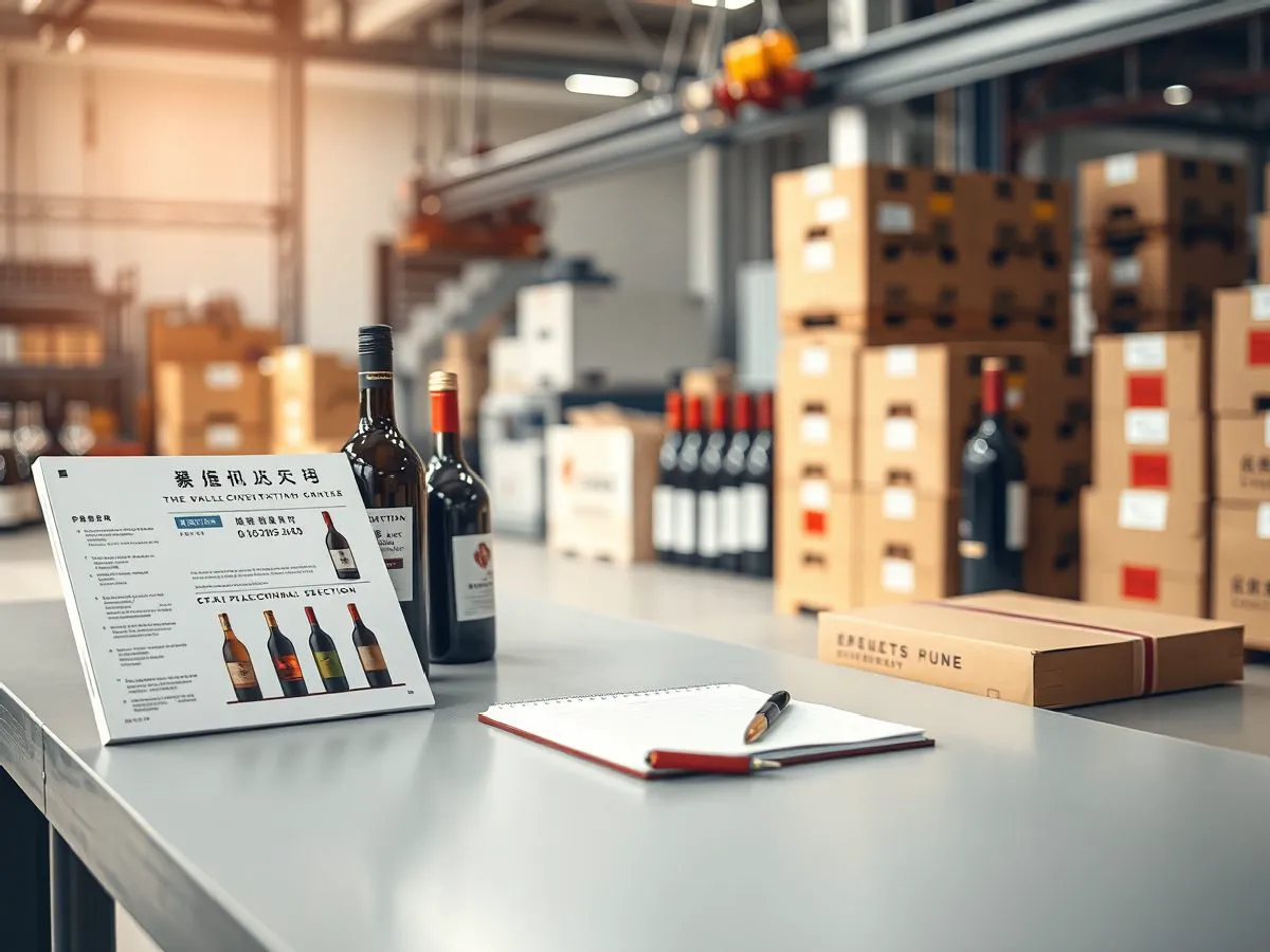 江苏亿通酒业有限公司联系咨询场景,桌面摆放选品资料和酒品样品